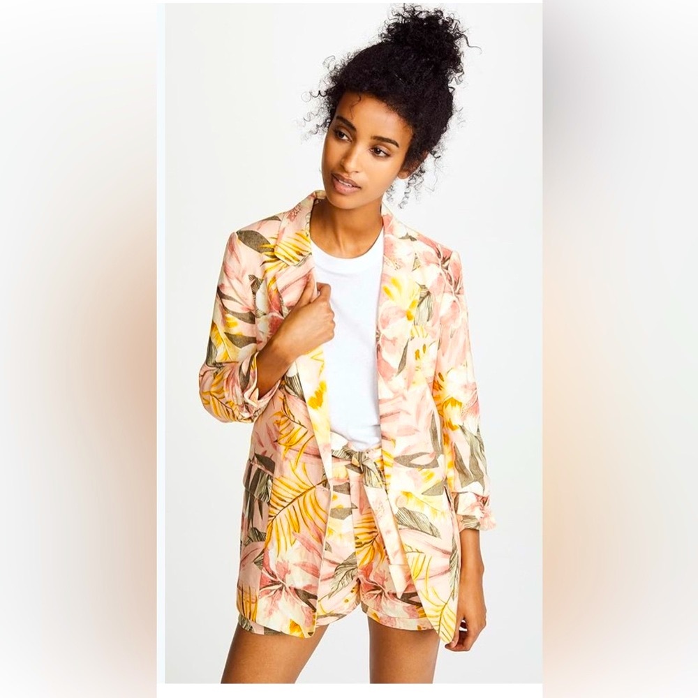 Joie Kishina Linen Floral Print Blazer